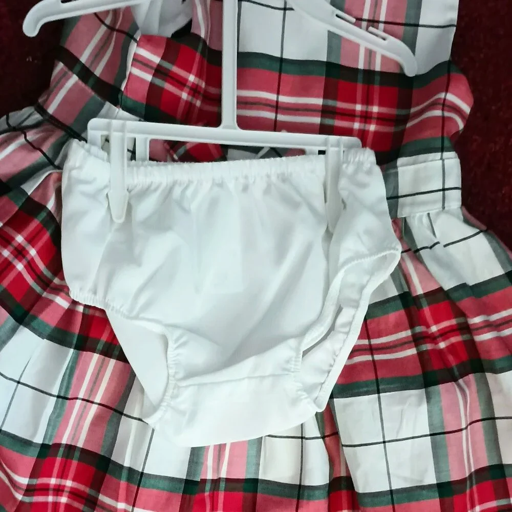 Carter's Girls Red Plaid Dress 12m Sleeveless Fit & Flare Fully Lined Front Bow